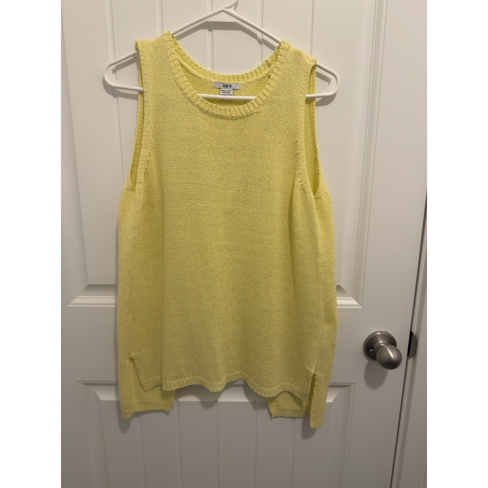 bar III Women Knit Sleeveless Sweater Top Yellow Size M